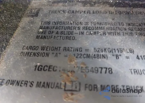 2007 Chevrolet Silverado 1500 Work Truck z USA, uszkodzony, nr VIN 1GCEC140X7E549778